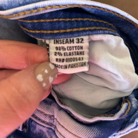 Men's Blue Patterned Straight Jeans - Picture 12 of 13